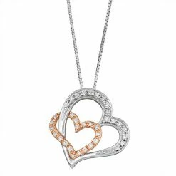 Best deal 🎉 Unbranded Two Tone Sterling Silver 1/5 Carat T.W. Diamond Double Heart Pendant 😍