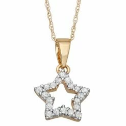 Buy 😉 Unbranded 10k Gold White 1/6 Carat T.W. Diamond Star Pendant 🎉