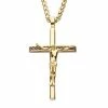 Budget 🧨 Unbranded Men's Gold IP With CZ Crucifix Cross Pendant Necklace 🛒