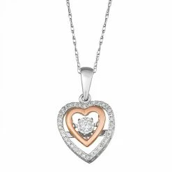 Best deal 👏 Unbranded 1/6 Carat T.W. Diamond 10K Gold Two-Tone Heart Pendant Necklace 🎁