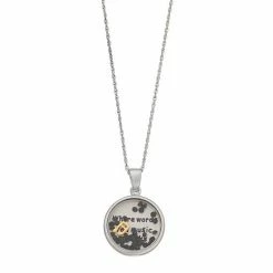 Outlet ⌛ Unbranded Two-tone Over Sterling Silver Black Dancing Crystals Shaker Pendant Necklace 🌟
