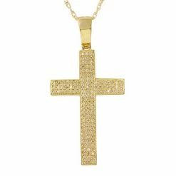 Promo 🎁 Unbranded Men's 10k Gold 1/2 Ct. T.W. Diamond Cross Pendant 🌟