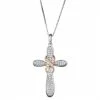 Deals 🤩 Unbranded Two Tone Sterling Silver 1/4 Carat T.W. Diamond Cross Pendant ⭐