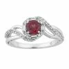 Outlet 😉 Unbranded 10k White Gold Garnet & 1/4 Carat T.W. Diamond Swirl Ring 😀