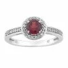 Promo 🧨 Unbranded 10k White Gold Garnet & 1/6 Carat T.W. Diamond Halo Ring 🎉