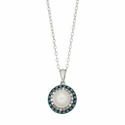 Budget 🥰 Unbranded Sterling Silver Freshwater Cultured Pearl & 1/4 Carat T.W. Diamond Pendant 🔥
