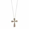 Cheap 🧨 Unbranded Two Tone Sterling Silver Cubic Zirconia Double Cross Pendant Necklace 🤩