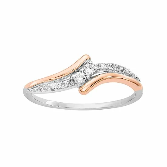 Flash Sale ✨ Unbranded Two Tone 14k White Gold 1/10 Carat T.W. Diamond 2-Stone Bypass Ring 👍