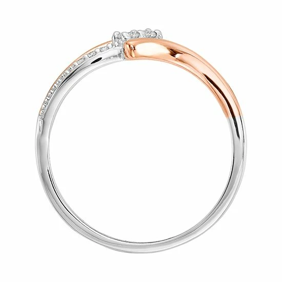 Flash Sale ✨ Unbranded Two Tone 14k White Gold 1/10 Carat T.W. Diamond 2-Stone Bypass Ring 👍 - Image 2