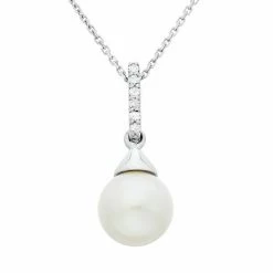 Wholesale 🎁 Unbranded Freshwater Cultured Pearl And Diamond Accent Sterling Silver Pendant Necklace 🎁