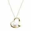 Outlet 🥰 Unbranded 10k Gold Freshwater Cultured Pearl And Diamond Accent Heart Pendant 😀