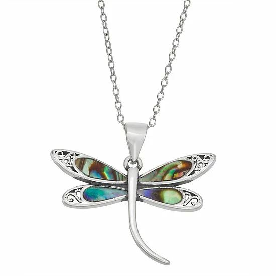 Best Sale โจ Unbranded Sterling Silver Abalone Dragonfly Pendant Necklace ๐