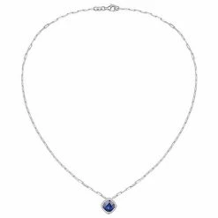 Wholesale 😀 Unbranded Sterling Silver Lab-Created Blue & White Sapphire Pendant Necklace ⭐