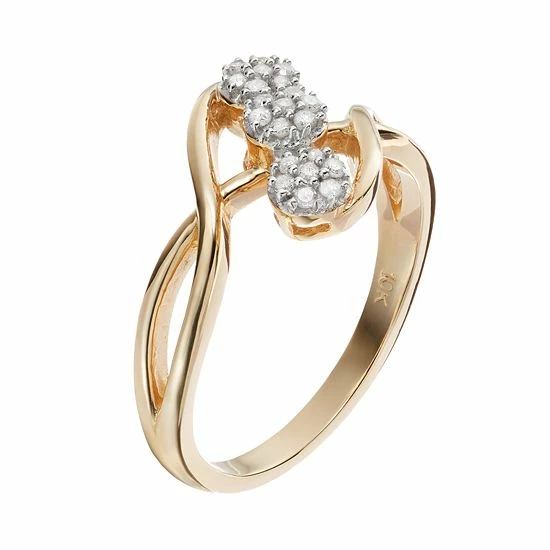 Cheapest 💯 Unbranded 1/6 Carat T.W. Diamond 10k Gold Triple Flower Ring 🔥 - Image 2