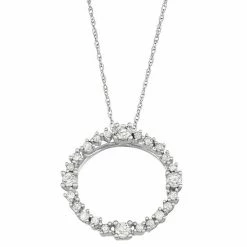 Budget 🌟 Unbranded 10k White Gold 1/2 Carat T.W. Diamond Forever Love Circle Pendant Necklace 😍