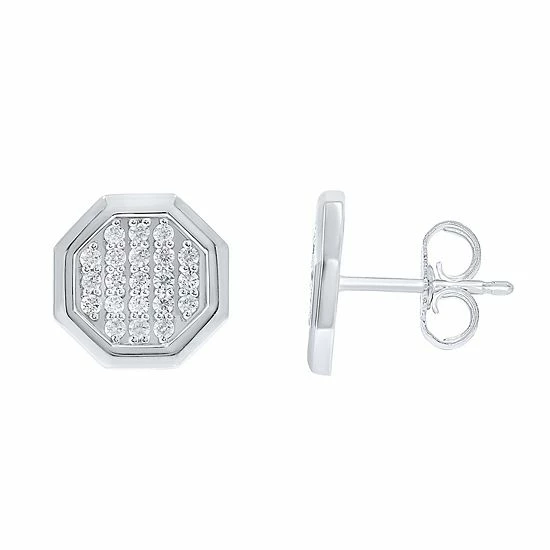 New 💯 Unbranded Men's Sterling Silver 3/8 Carat T.W. Diamond Stud Earrings 🤩