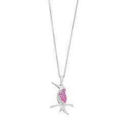 Cheap 🔔 Unbranded Sterling Silver Lab-Created Ruby & Lab-Created White Sapphire Hummingbird Pendant Necklace 🔥
