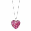 Cheapest 🌟 Unbranded Sterling Silver Lab-Created Ruby Cluster Heart Pendant Necklace 🎁