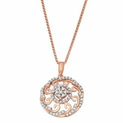 Promo ⌛ Unbranded 10k Rose Gold Over Sterling Silver 1/4 Carat T.W. Diamond Medallion Pendant Necklace 🎁