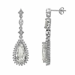 Best deal 🌟 Unbranded Sterling Silver Cubic Zirconia Pear Drop Earrings 😉