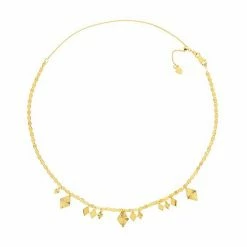 Cheapest 🔥 Unbranded 14k Gold Valentino Chain Choker Necklace With Rhombus Dangles 🎁