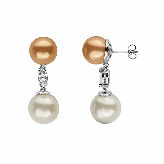 Promo ⭐ Unbranded Sterling Silver White & Yellow Freshwater Cultured Pearl Drop Earrings 😀