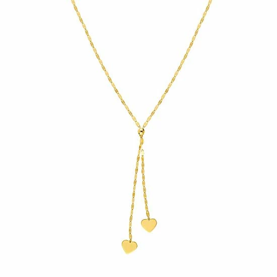 Discount ๐งจ Unbranded 14k Gold Adjustable Double Heart Lariat Necklace โจ