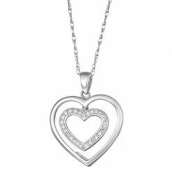 Wholesale 🛒 Unbranded 10k White Gold 1/6 Carat T.W. Diamond Double Heart Pendant ✔️