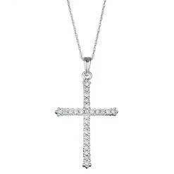 Best Pirce 👏 Unbranded 10k White Gold 1/2 Carat T.W. Diamond Cross Pendant 🎉