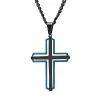 Buy 😉 Unbranded Men's Black & Blue Stainless Steel Cross Pendant Necklace 🌟