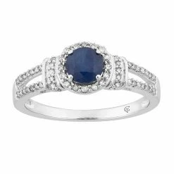 Best deal 🎉 Unbranded 10k White Gold Sapphire & 1/5 Carat Diamond Split Shank Ring 🎁