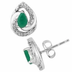 Best deal 🎉 Unbranded 10k White Gold Emerald & 1/10 Carat T.W. Diamond Earrings 👏