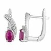 Deals 🔥 Unbranded 10k White Gold Ruby & Diamond Accent Latch Back Earrings ✨