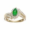 Flash Sale 🛒 Unbranded 14k Gold Over Silver Simulated Emerald & Lab-Created White Sapphire Marquise Ring 🎉