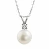 Outlet 🔔 Unbranded 18k White Gold 1/10-ct. T.W. Diamond And AAA Akoya Cultured Pearl Pendant 🎉