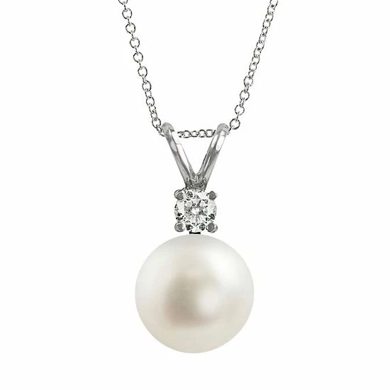Outlet 🔔 Unbranded 18k White Gold 1/10-ct. T.W. Diamond And AAA Akoya Cultured Pearl Pendant 🎉