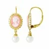 Coupon 🎁 Unbranded 14k Gold Over Silver Simulated Pearl And Cubic Zirconia Cameo Drop Earrings 💯