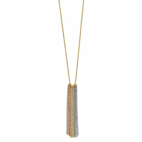 Deals โ๏ธ Unbranded 14k Gold Tri-Tone Chain Fringe Necklace ๐