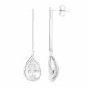 Promo ❤️ Unbranded Sterling Silver Cubic Zirconia Bar Drop Earrings 🛒