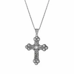 Best Pirce 🥰 Unbranded Sterling Silver Filigree Cross Pendant Necklace ⌛