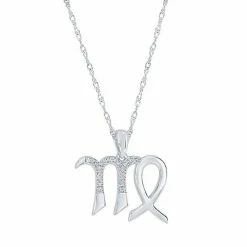 Buy 🔥 Unbranded Sterling Silver 1/10 Carat T.W. Diamond Pave Virgo Zodiac Pendant Necklace Two Tone 🌟