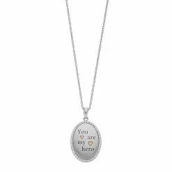 Cheap 🌟 Unbranded Sterling Silver Lab-Created White Sapphire "You Are My Hero" Pendant Necklace 🔥