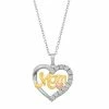 Cheapest 🎁 Unbranded Sterling Silver Tri-Tone Diamond Accent Mom Heart Pendant Necklace 🛒