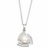 Deals 🔔 Unbranded Sterling Silver Freshwater Cultured Pearl & Cubic Zirconia Halo Pendant Necklace 🎉