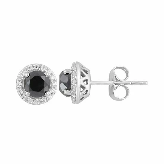 Cheapest 👏 Unbranded 10k White Gold Black & White Diamond Stud Earrings 2 Cttw 🛒 - Image 2