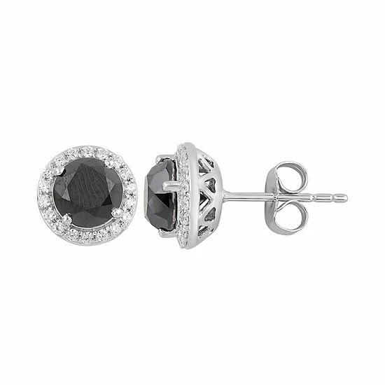 Cheapest 👏 Unbranded 10k White Gold Black & White Diamond Stud Earrings 2 Cttw 🛒 - Image 3