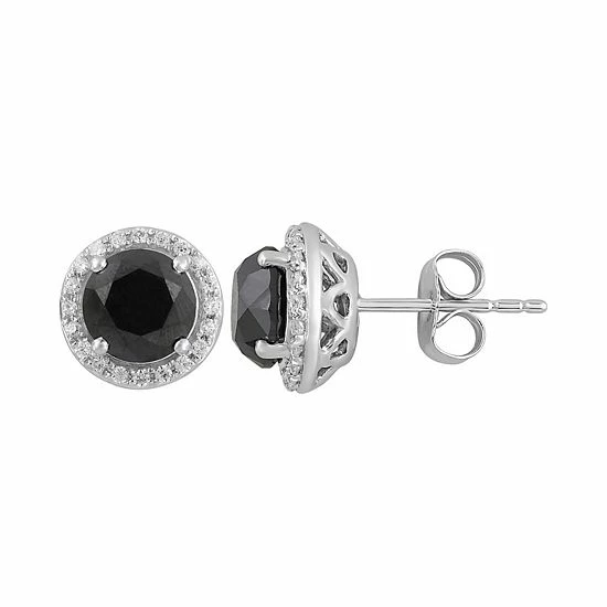 Cheapest 👏 Unbranded 10k White Gold Black & White Diamond Stud Earrings 2 Cttw 🛒 - Image 4