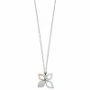 New 🎉 Unbranded Two Tone Sterling Silver 1/4 Carat T.W. Diamond Flower Pendant Necklace ⭐