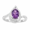 Coupon 🔥 Unbranded Sterling Silver Amethyst & Lab-Created White Sapphire Oval Ring 🔔