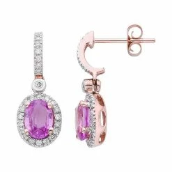 Coupon 😍 Unbranded 14k Rose Gold Pink Sapphire & 1/4 Carat T.W. IGL Certified Diamond Oval Earrings 😉